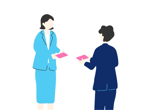 名刺を交換しているイラスト
