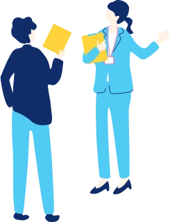 スーツ姿の人が立ち話をしているイラスト